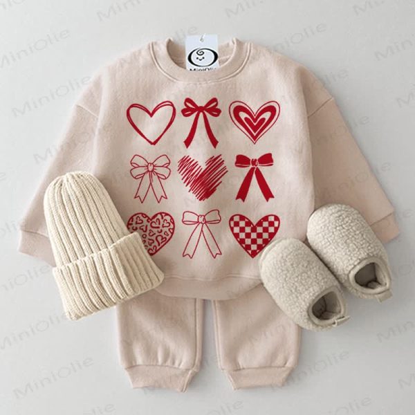 Baby Heart Bow Beige 2-piece Set