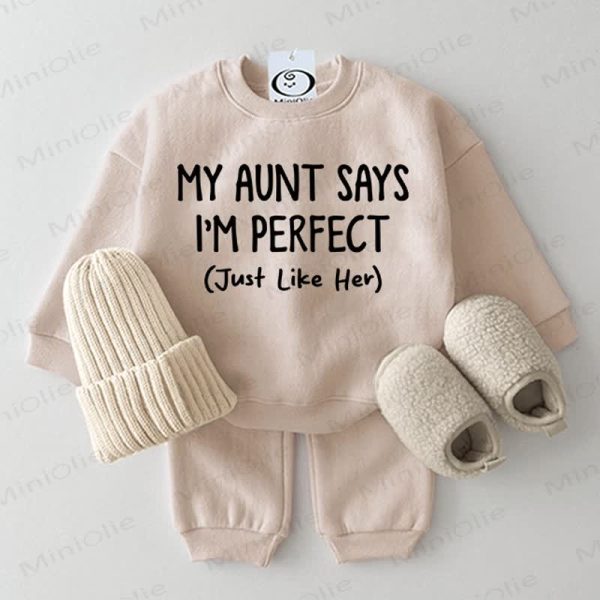 MY AUNT SAYS I'M PERFECT Baby Beige 2-piece Set