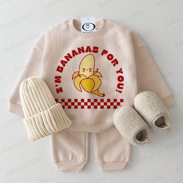 I'M BANANAS FOR YOU! Baby Sweatshirt 2-piece Beige Set