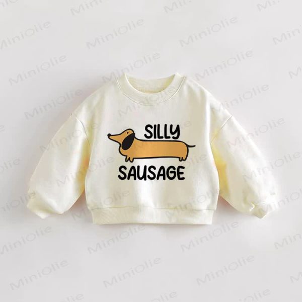 SILLY SAUSAGE Baby Toddler Cream Dog Sweatshirt