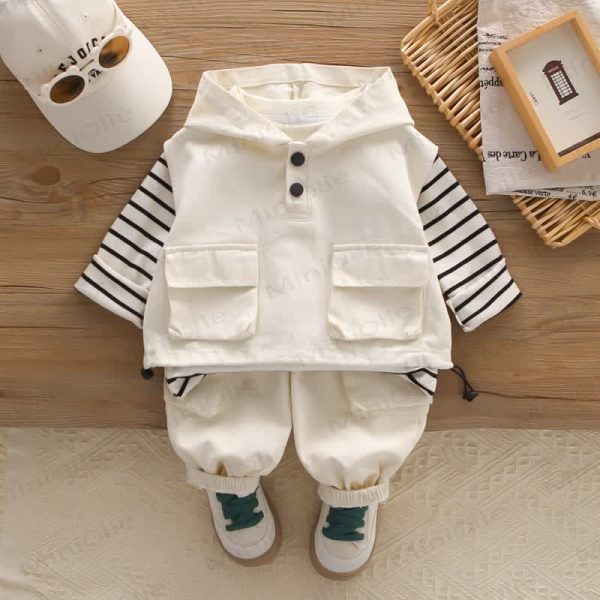 Baby Toddler Boy Worker Stripe 3-piece Set