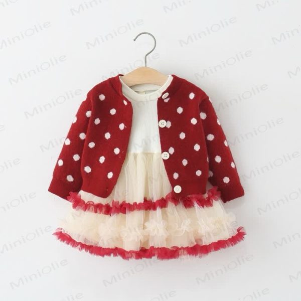 Baby Girl Knit Dots Mesh Dress