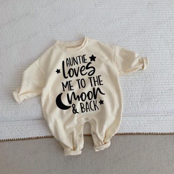 AUNTIE LOVES ME TO THE MOON & BACK Baby Toddler Beige Romper