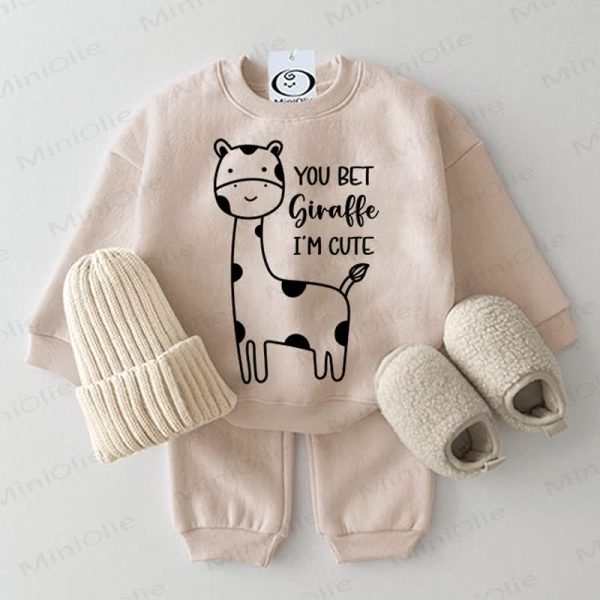 YOU BET GIRAFFE I'M CUTE Baby Beige 2-piece Set