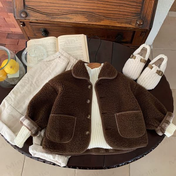 Baby Solid Color Lapel Outerwear