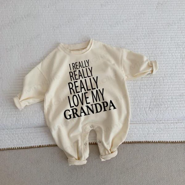 I REALLY REALLY REALLY LOVE MY GRANDPA Baby Toddler Beige Romper