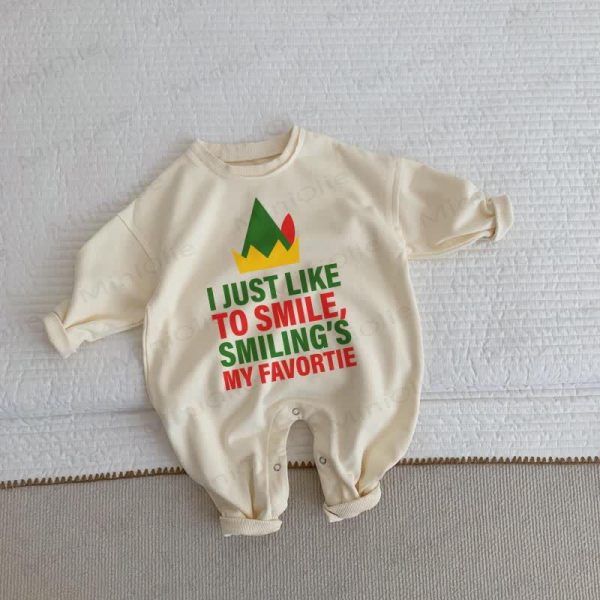 I JUST LIKE TO SMILE, SMILING'S MY FAVORTIE Baby Toddler Beige Romper