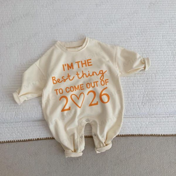 I'M BEST THING TO COME OUT OF 2026 Baby Toddler Beige Romper