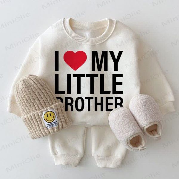 I LOVE MY LITTLE BROTHER Baby White Sweatshirt 2-piece Set