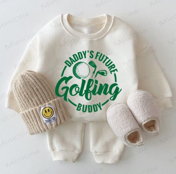 DADDY'S FUTURE GOLFING BUDDY Baby Sweatshirt 2-piece White Set