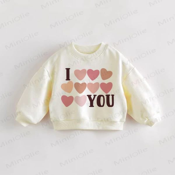 I YOU Baby Toddler Heart Cream Sweatshirt