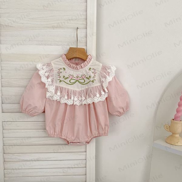 Baby Floral Embroidered Lace Bodysuit