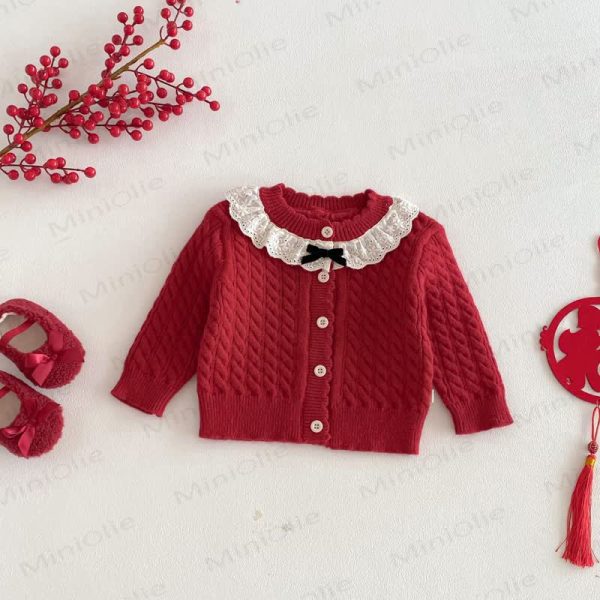 Baby Toddler Girl's Lace Collar Knitted Sweater