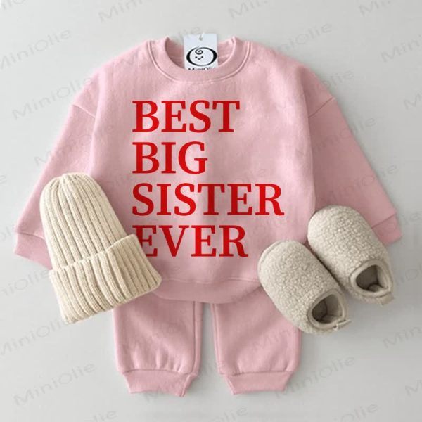 BEST BIG SISTER EVER Baby Sweatshirt 2-piece Pink Set