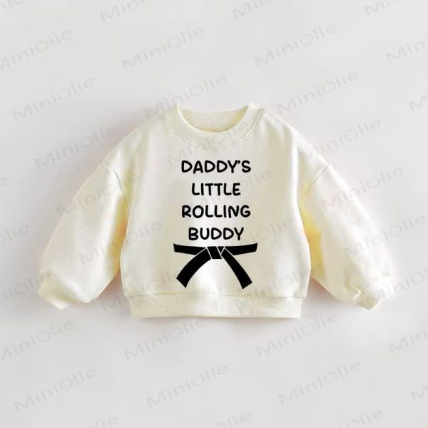 DADDY'S LITTLE ROLLING BUDDY Baby Toddler Bow Cream Sweatshirt