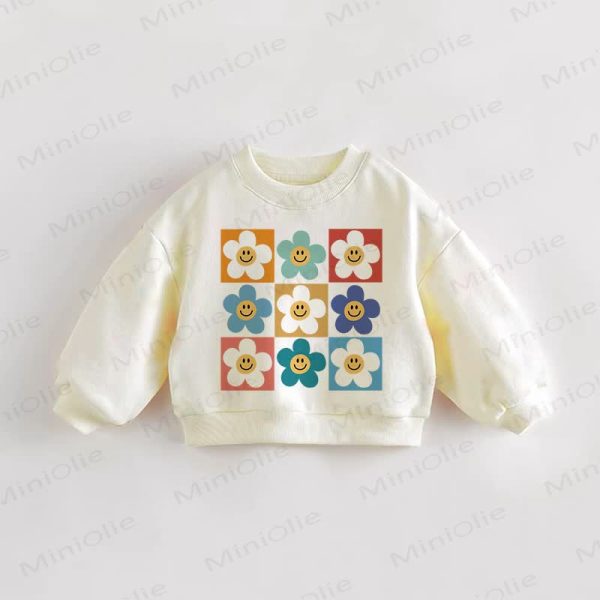 Baby Toddler Flower Plaid Cream Sweatshirt