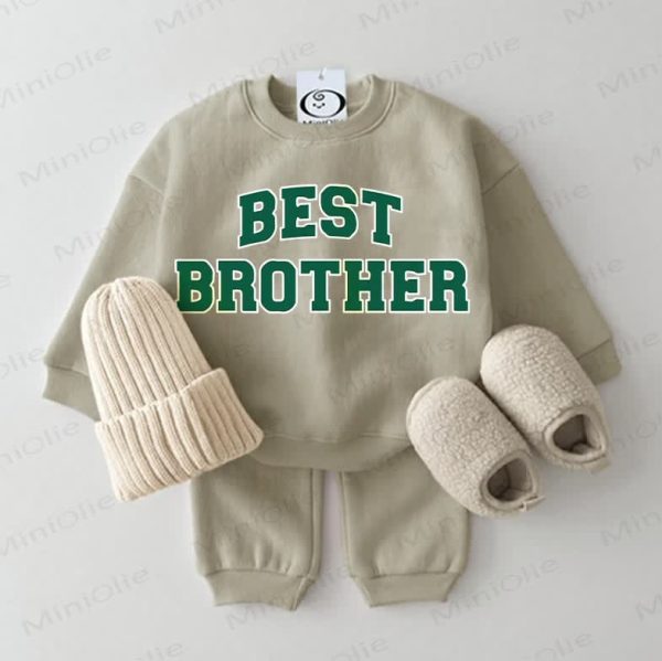 BEST BROTHER Baby Sweatshirt 2-piece Grey Green Set