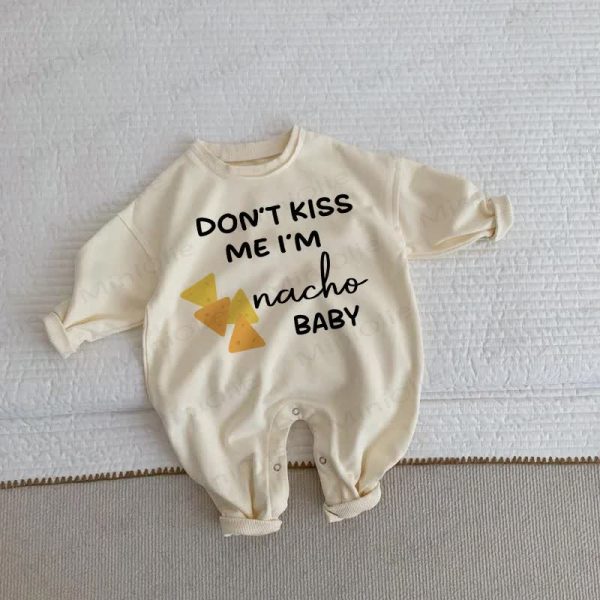 DON'T KISS ME I'M NACHO BABY Baby Toddler Beige Romper