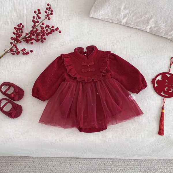 Baby Knot Button Fleece Lined Mesh Bodysuit