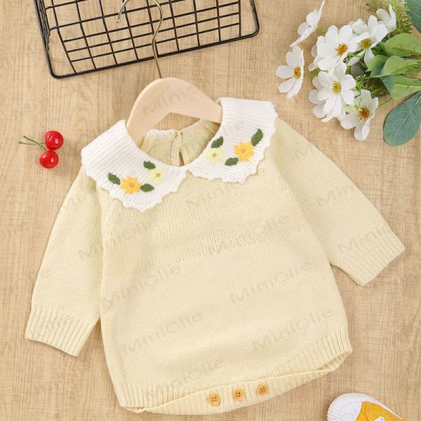 Baby Floral Embroidered Knit Bodysuit
