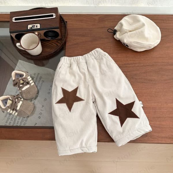 Baby Toddler Beige Star Fleece Lined Loose Pants