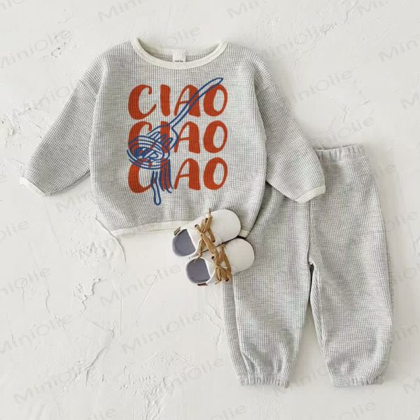 CIAO CIAO CIAO Baby Waffle 2-piece Light Grey Set