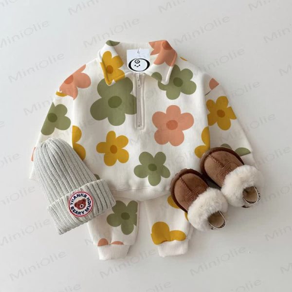 Baby Toddler White Floral Lapel 2-piece Set