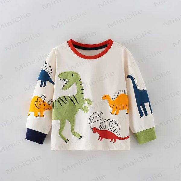 Kid Boys Dinosaur Print Crew Neck Sweatshirt