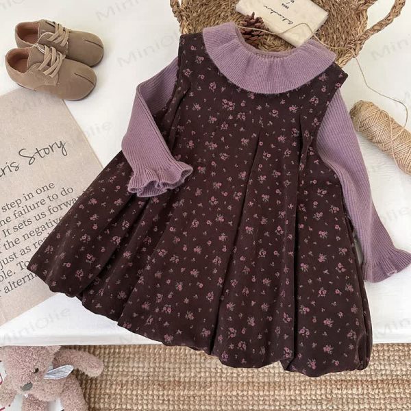 Toddler Girl Flower Quilted Purple Dress