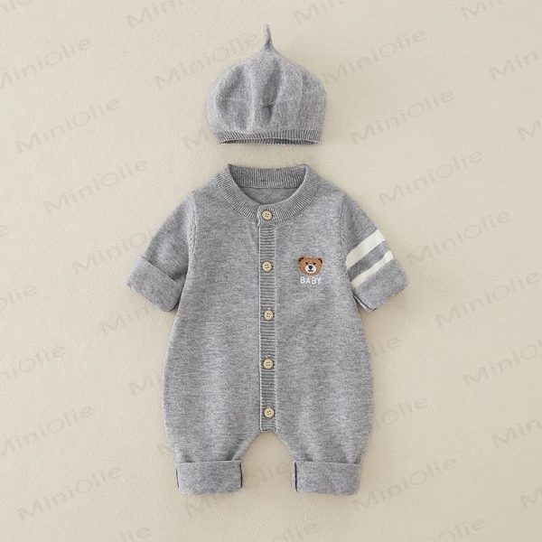 Baby Boys Bear Knitted Romper