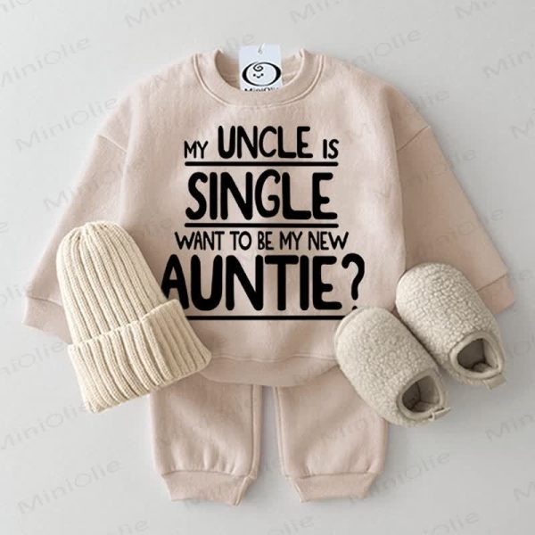 MY UNCLE IS SINGLE WANT TO BE MY NEW AUNTIE Baby 2-piece Beige Set