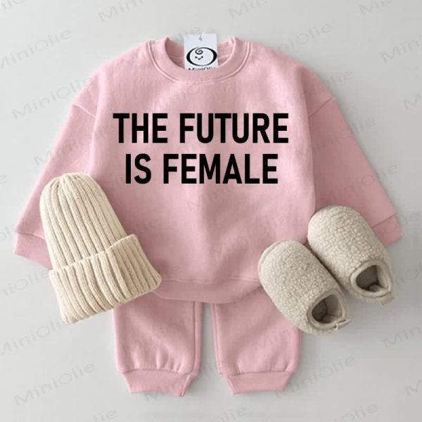 THE FUTURE IS FEMALE Baby Sweatshirt 2-piece Pink Set