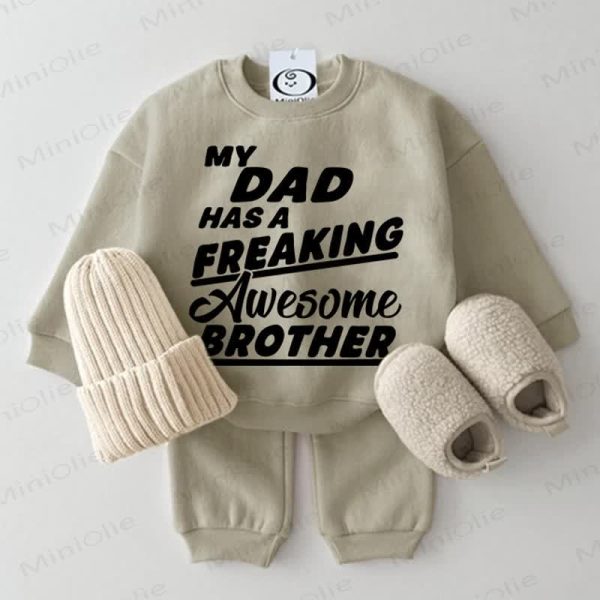 MY DAD HAS A FREAKING AWESOME BROTHER Baby Grey Green 2-piece Set