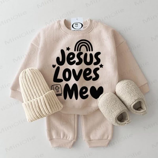 JESUS LOVES ME Baby Beige 2-piece Set