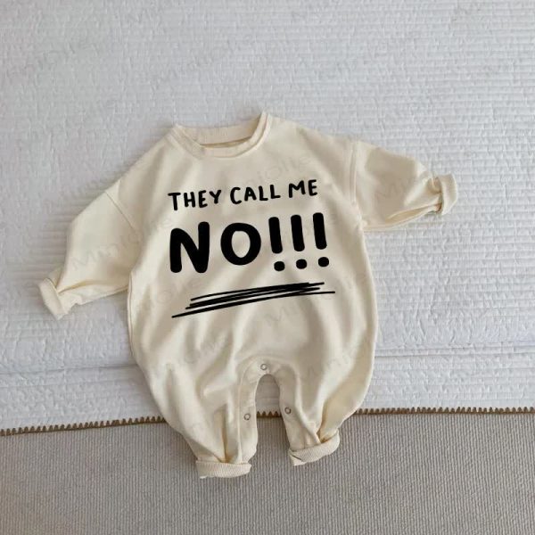 THEY CALL ME NO Baby Toddler Beige Romper