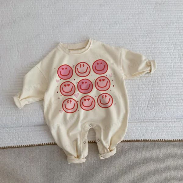 Baby Toddler Pink Smile Love Beige Romper