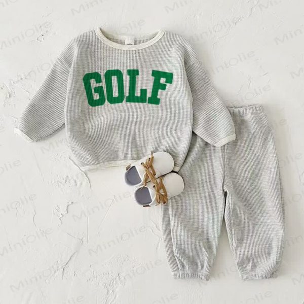 GOLF Baby Waffle Sweatshirt 2-piece Light Grey Set