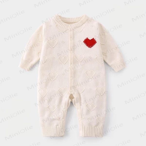 Baby Heart-shaped Solid Color Bodysuit