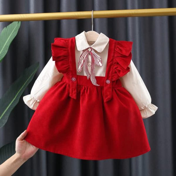 Baby Toddler Girl Bow Flying Sleeves Dress