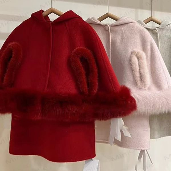 Baby Toddler Girl Bunny Fur Collar Sleeveless Dress/Outerwear