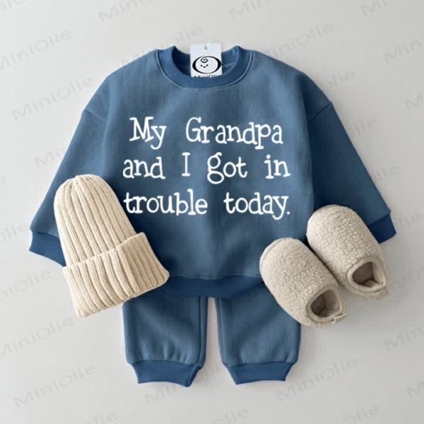 MY GRANDPA AND I GOT IN TROUBLE TODAY Baby Blue Sweatshirt 2-piece Set