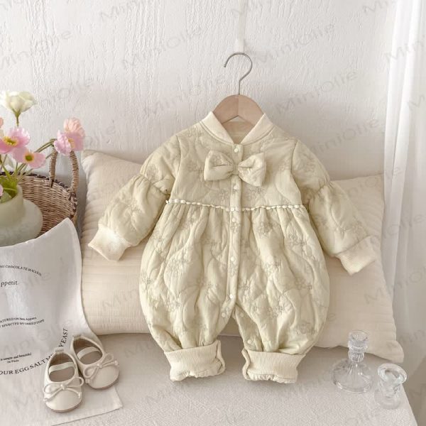 Baby Girl's Quilted Warm Cute Romper
