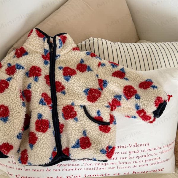 Toddler Girls Floral Print Sweet Fleece Outerwear