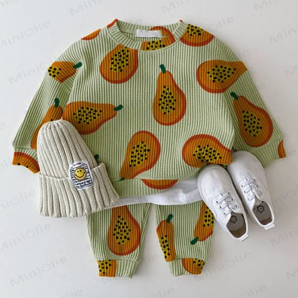 Baby Grey Green Papaya Waffle 2-piece Set