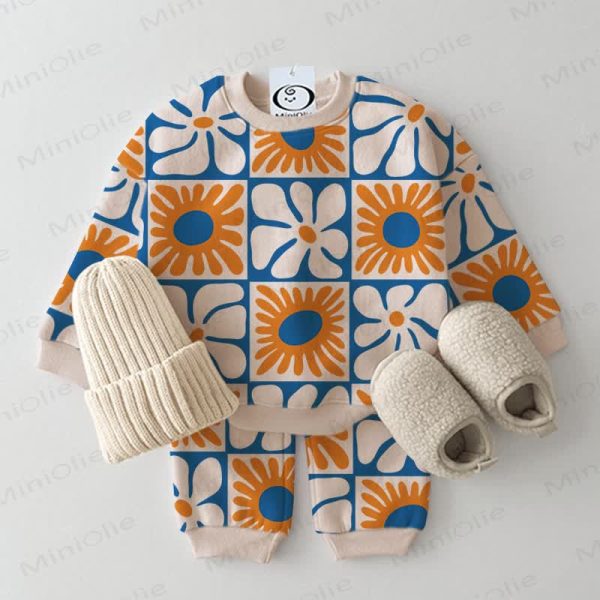 Baby Beige Plaid Floral 2-piece Set