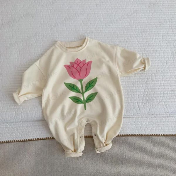 Baby Toddler Floral Beige Romper