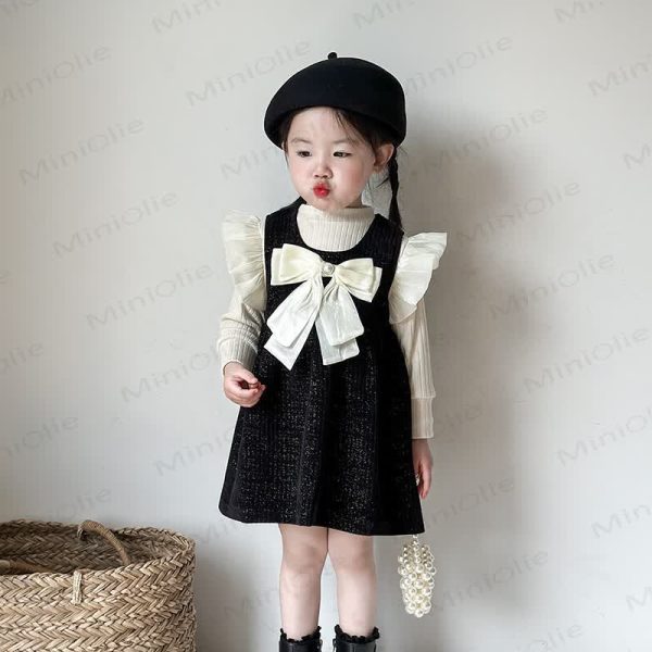 Baby Toddler Girl Bow Cord Black Dress
