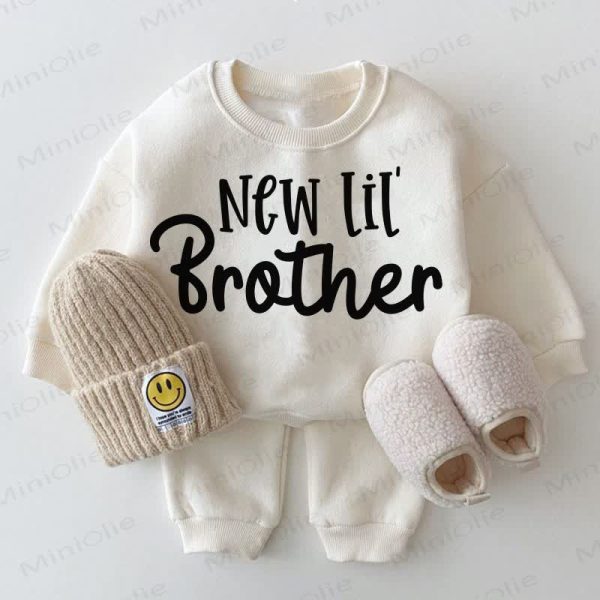 NEW LIL' BROTHER Baby White Sweatshirt 2-piece Set