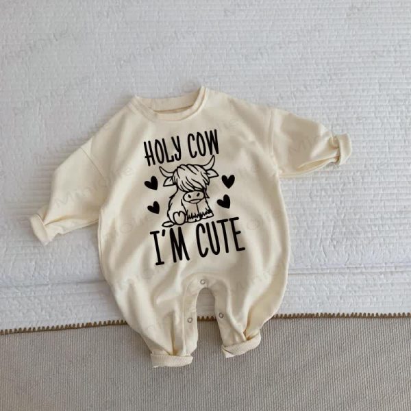HOLY COW I'M CUTE Baby Toddler Beige Romper