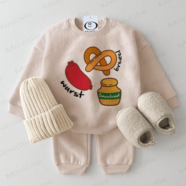 WURST BREZEL SAUERKRAUT Baby 2-piece Beige Set